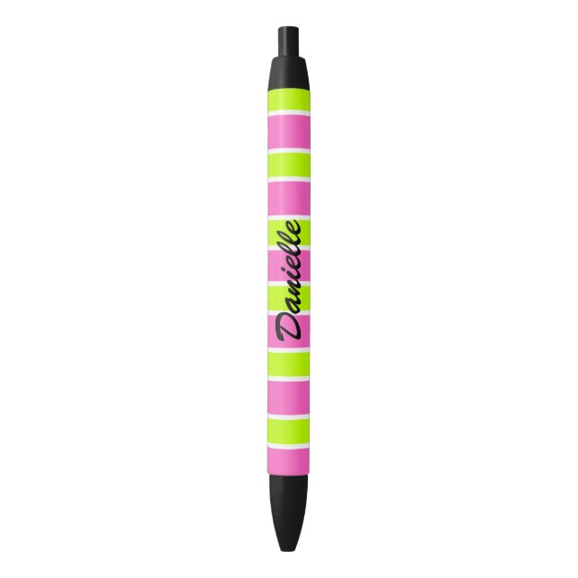 Stylo Monogramme Rose et Lime Chaud (devant Vertical)