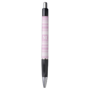 Stylo Monogrammes à rayures roses pour bébé