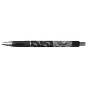 Stylo Mosaïque argentée brillante Mustache motif Personn