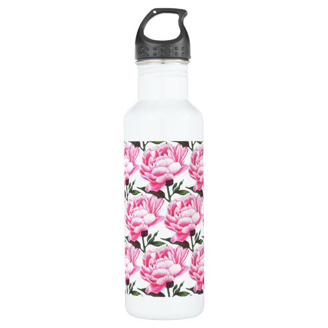 Stylo Motif à fleur de pivoine Dessin bouteille d' (Devant)