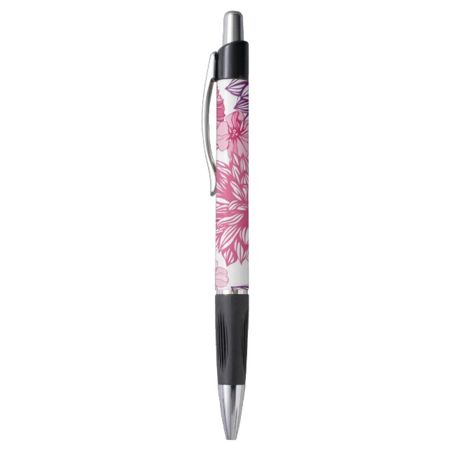 Stylo Motif avec les asters et le dahlia roses (Haut (Vertical))