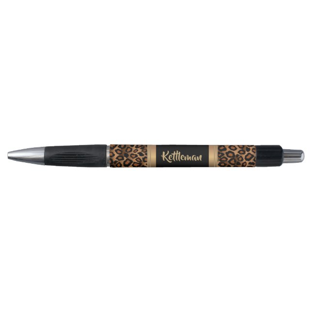 Stylo Motif Brown et noir de léopard - texte de (Devant)