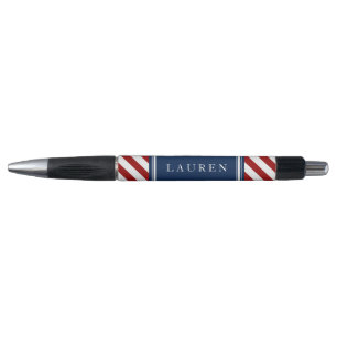 Stylo Motif de bandes rouge et bleu