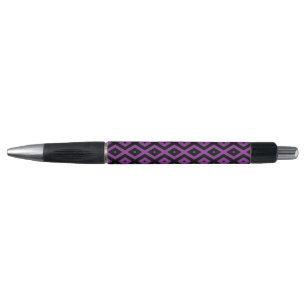 Stylo Motif de diamants violet et noir