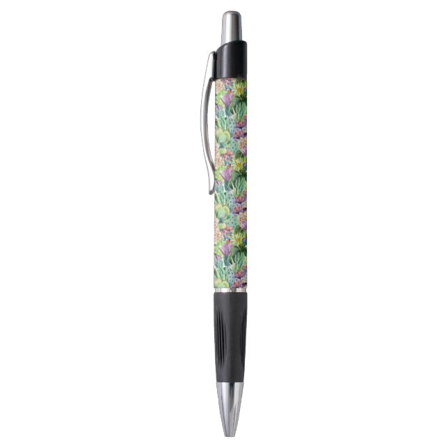 Stylo Motif de floraison exotique de cactus d'aquarelle (Haut (Vertical))