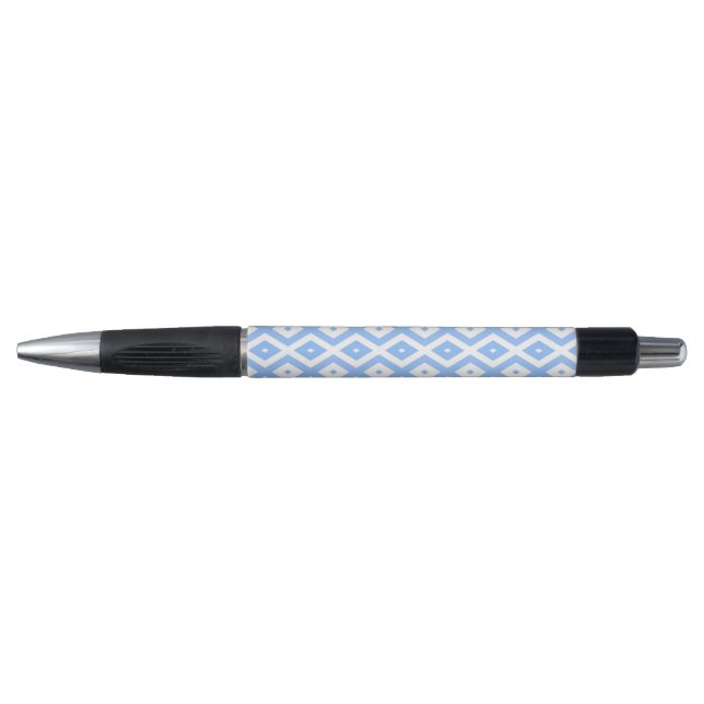 Stylo Motif diamant bleu et blanc (Devant)