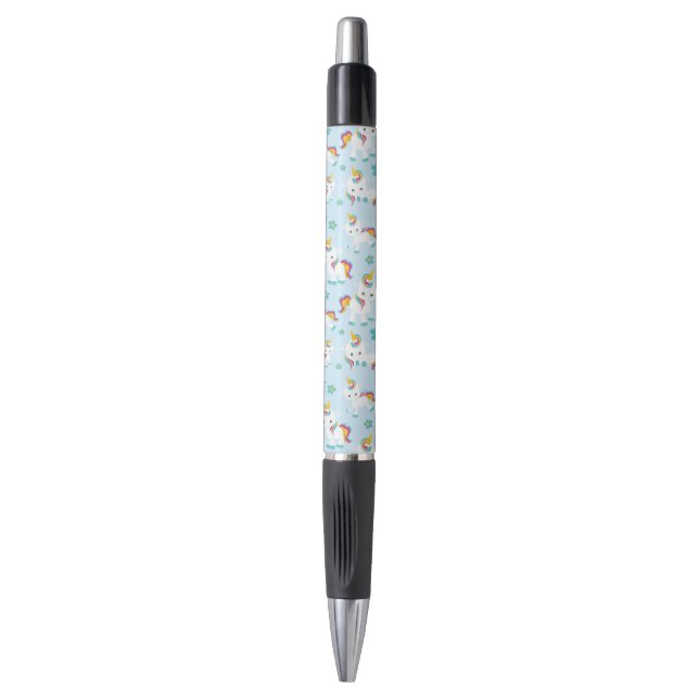 Stylo Motif D'Unicornes, De Mignons Unicornes, Fleurs (Devant (Vertical))