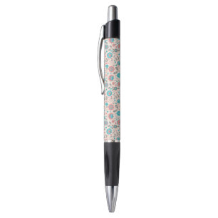 Stylo Motif floral d'art populaire turquoise et de