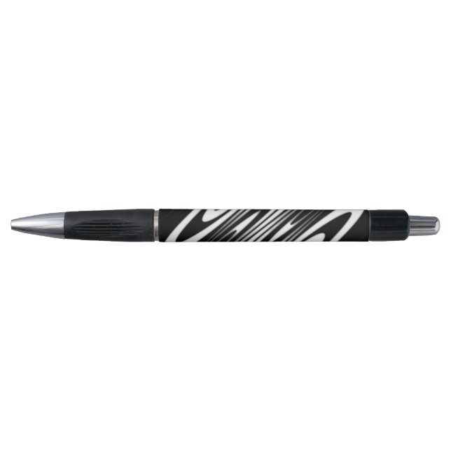 Stylo motif ondulé organique lisse noir et blanc (Devant)