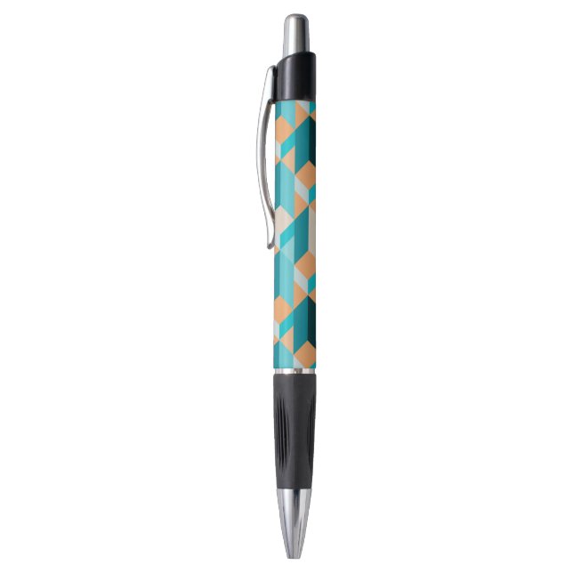 Stylo Motif turquoise et orange de formes (Haut (Vertical))