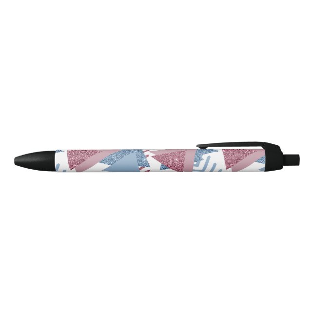 Stylo Noir 80s Abstrait lunaire | Dusty Mauve rose et bleu (Haut)