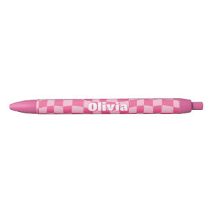 Stylo Noir À damiers rose preppy