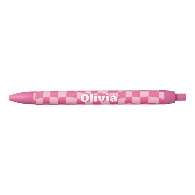Stylo Noir À damiers rose preppy (Devant)