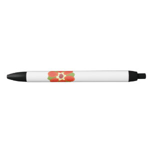 Stylo noir à fleurs pointillées