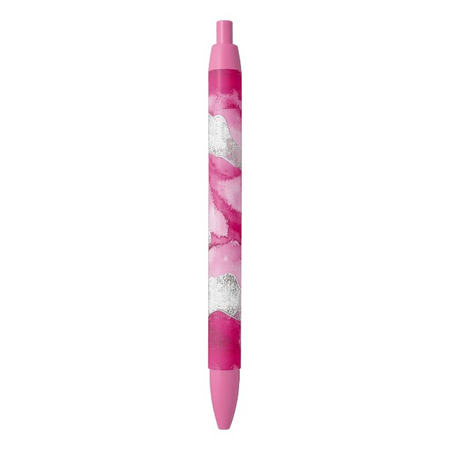 Stylo Noir Abstrait de verre d'argent rose (devant Vertical)