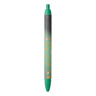 Stylo Noir Abstrait lune feuilles d'automne roses