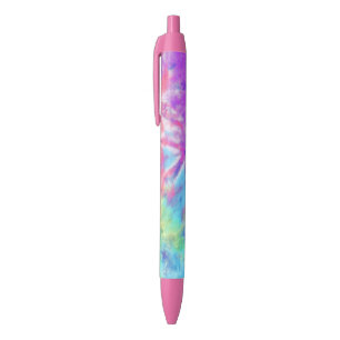 Stylo Noir Abstrait Pastel Rainbow Blue Purple Batik Tie Dye