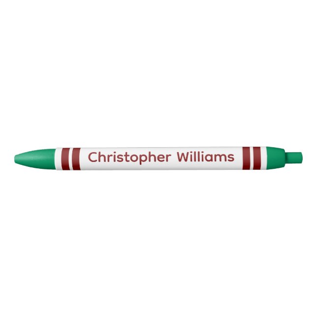Stylo Noir Add custom name stripes burgundy green (Devant)