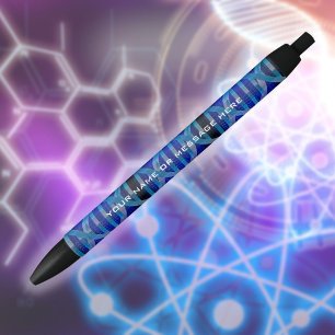 Stylo Noir ADN personnalisé Bleu Science