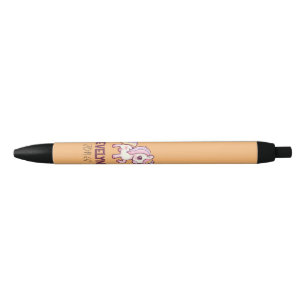 Stylo Noir Adorable Pastel Unicorn avec nom enfant