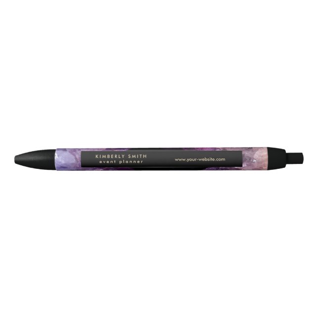 Stylo Noir Aéthyste mauve or minéral (Devant)