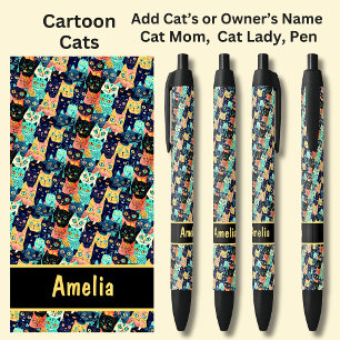 Stylo Noir Ajouter le nom du propriétaire ou du chat, Drôle C
