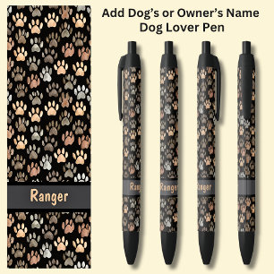 Stylo Noir Ajouter le nom du propriétaire ou du chien, Emprei