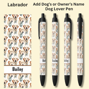 Stylo Noir Ajouter le nom du propriétaire ou du chien, Labrad