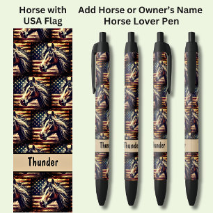 Stylo Noir Ajouter Nom du cheval ou du propriétaire, Cheval a