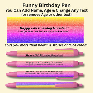 Stylo Noir Ajouter Nom, Joyeux Anniversaire & de Grandkids Pe