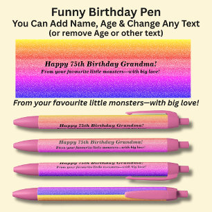 Stylo Noir Ajouter Nom, Joyeux Anniversaire & de Petits Monst