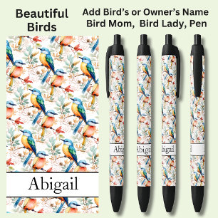 Stylo Noir Ajouter Nom, Oiseaux colorés