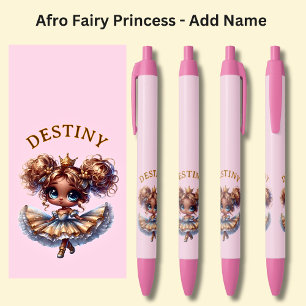 Stylo Noir Ajouter un nom, Afro Fairy Princess Dancing on Pin