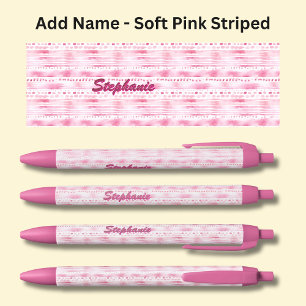 Stylo Noir Ajouter un nom, bandes Abstraites rose pâle