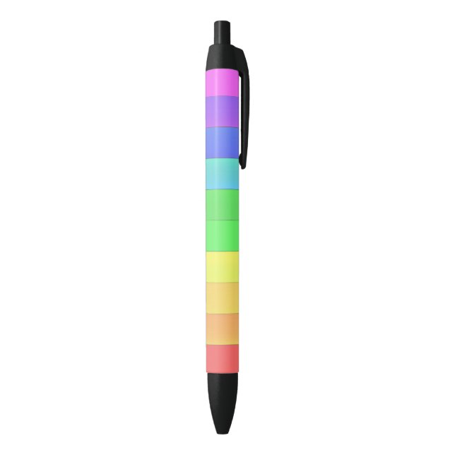 Stylo Noir Amusant personnalisable Élégant rayures arc-en-cie (Bas (Vertical))