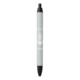 Stylo Noir Ancre grise monogramme