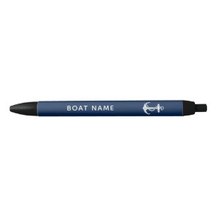 Stylo Noir Ancre nautique Nom de bateau personnalisé Croisièr