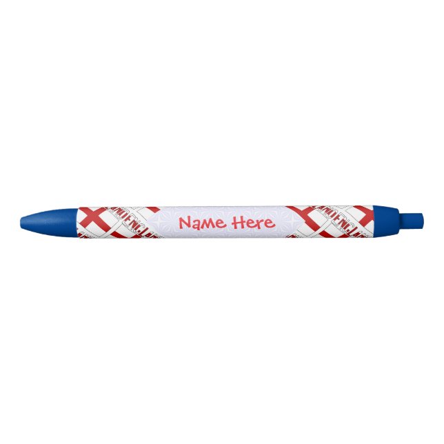 Stylo Noir Angleterre Anglais Drapeau Carrelé Rouge Personnal (Devant)