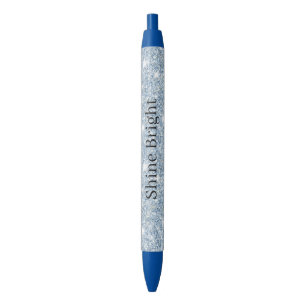 Stylo Noir Anniversaire Paillettes Bleu Ciel Clair