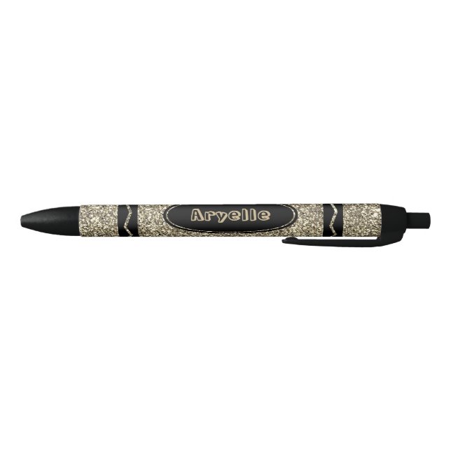 Stylo Noir Antique Gold Parties scintillant Crayon Nom person (Bas)