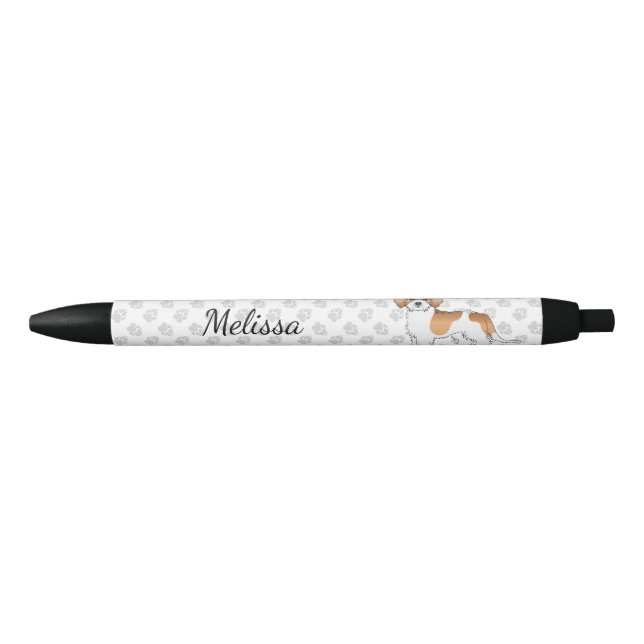 Stylo Noir Apricot Mini Goldendoodle Cartoon Chien & Nom (Devant)