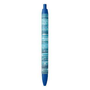 Stylo Noir Aqua Blue White Glam Tinsel Stripes Tags cadeaux