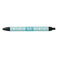 Aqua décoré d'un monogramme et motif jaune d'Ikat