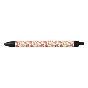 Stylo Noir Aquarelle Automne Feuilles Automne Motif sans join