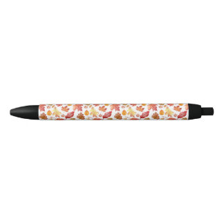 Stylo Noir Aquarelle Automne Feuilles Automne Motif sans join