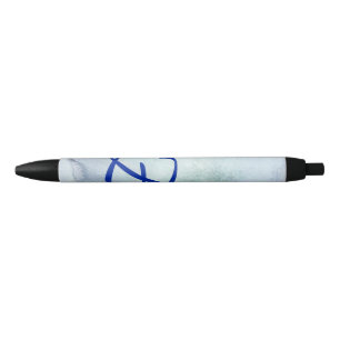 Stylo Noir Aquarelle bleu monogramme