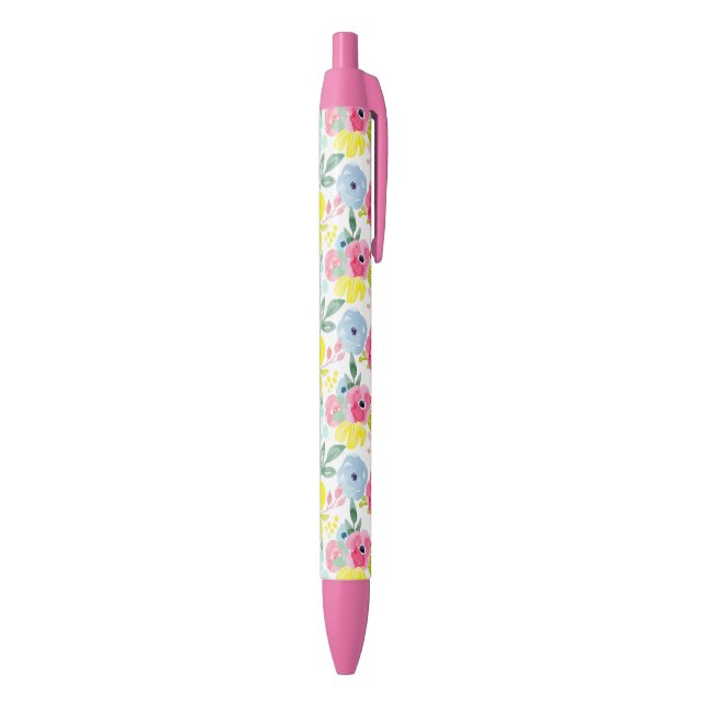 Stylo Noir Aquarelle colorée brillante Motif floral (Bas (Vertical))