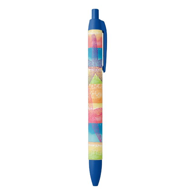 Stylo Noir Aquarelle colorée rayures Starfish (Bas (Vertical))