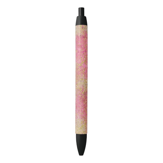 Stylo Noir Aquarelle Confetti Rose Or (devant Vertical)