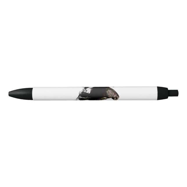 Stylo Noir Aquarelle Corbeau Oiseau noir Animal (Devant)